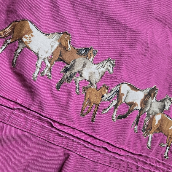 Vintage Y2K L.L. Bean fuschia pink applique horse dress - Picture 3 of 8